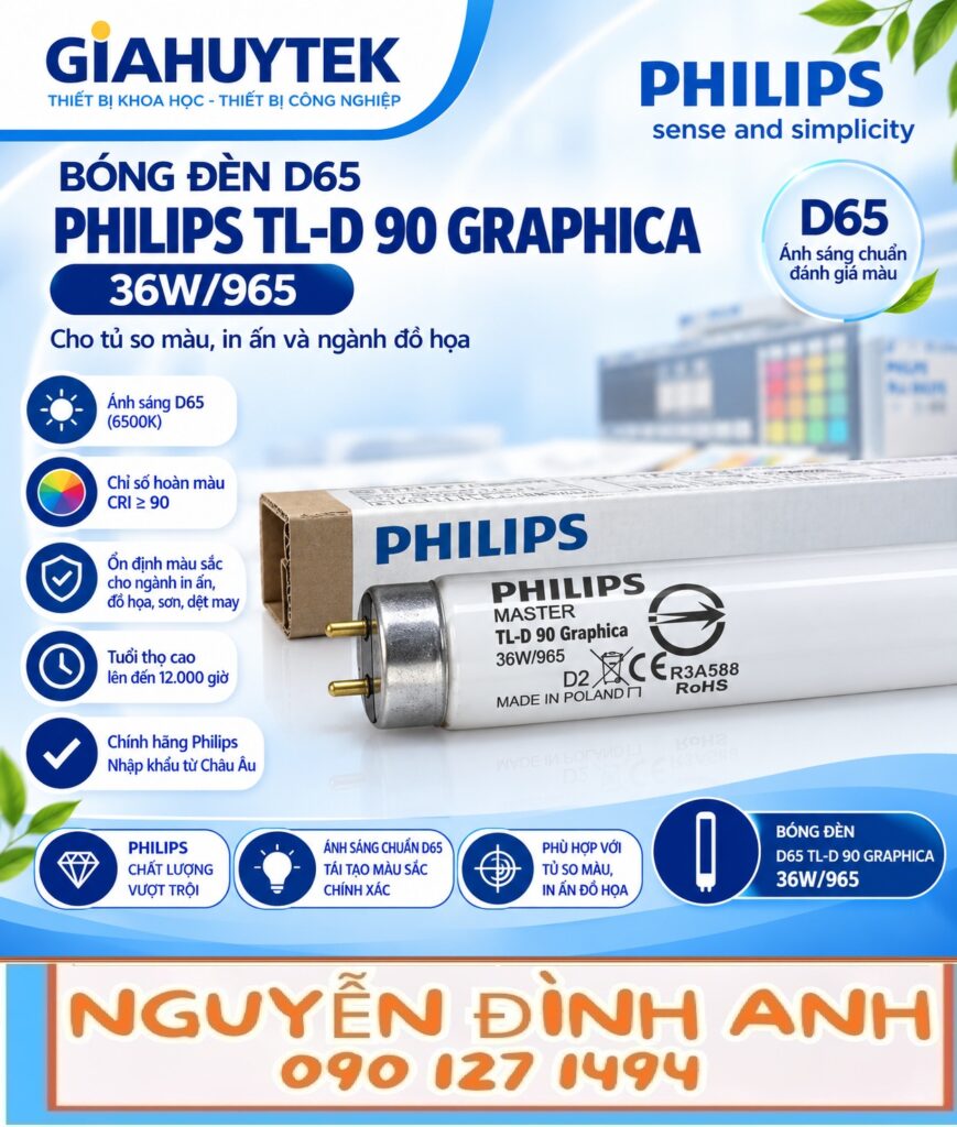 Bóng đèn so màu D65 Philips TL-D 90 Graphica 36W/965 — ảnh nhóm 2